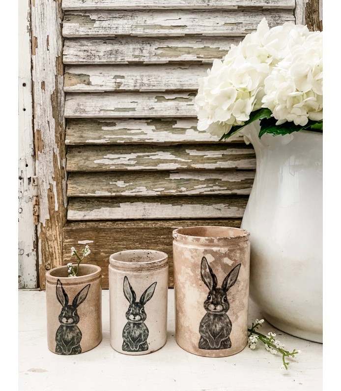 Antique/Vintage Ironstone crocks w/ Rabbit transfer - LTD Spring